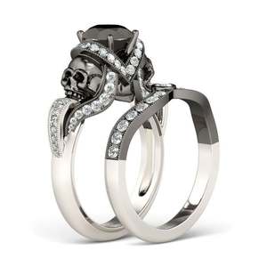 Jeulia Handmade Milgrain Round Cut Sterling Silver <b>Skull</b> <b>Ring</b> for Men - Product Image 1