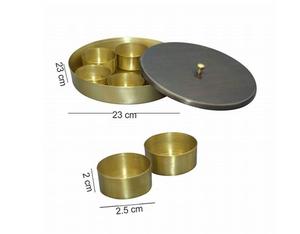 Good quality brass copper spice masala dabba handmade design brass <b>metal</b> spice masala <b>box</b> wholesale price supplier from India - Product Image 3