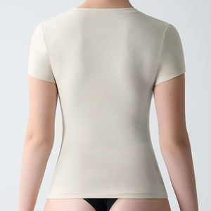 Camiseta de fibra de bambú de algodón de secado rápido ecológica de verano para mujer, manga corta, logotipo personalizado, uso doméstico - Product Image 1