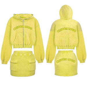 2025 nouveautés haute qualité en gros S-XL deux pièces à manches longues sweats à capuche jupe ensemble femmes ensembles - Product Image 2