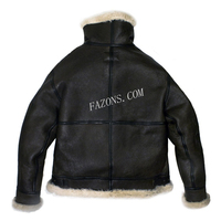 Blouson aviateur en cuir pour homme, style B3, en peau de mouton, avec doublure en fourrure d'hiver, logo sur le devant, style aviateur R.A.F, fabrication OEM