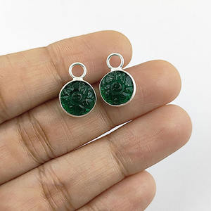 Pendentif rond en quartz émeraude, sculpture à la main, pierre précieuse verte, serti en argent sterling 925, collier avec pendentif, distributeur - Product Image 2