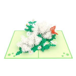 Bouquet de fleurs de marguerites blanches découpées au laser et papillon carte de voeux 3D Pop Up avec enveloppe carte de voeux faite à la main pour toutes les occasions - Product Image 3