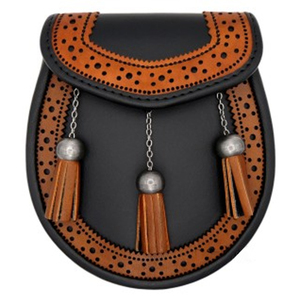 Scottish Traditional Sporran Stylish Leather Embroidered Bassoon with Tassels <b>Musical</b> Instrument <b>Accessory</b> for Formal Wear - Product Image 1