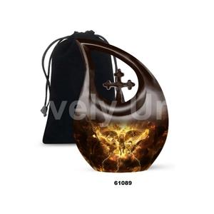 Urne adulte de crémation catholique en forme de larme en croix en aluminium blanc pour les cendres humaines Urne souvenir décorative avec sac en velours gratuit - Product Image 5