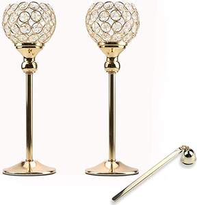 Juego de cristal hecho a mano, dos candelabros de Metal, diseño único para mesa elegante, decoración del hogar - Product Image 1