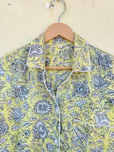 Pijama de Mujer Hecho a Mano en India, 100% Algodón, Elegante Estampado Floral, Ropa de Dormir para Invierno, Casual y de Lujo, para Primavera y Otoño - Product Image 4