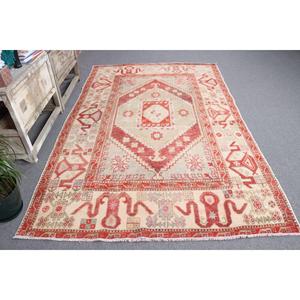 Tapis turc vintage 5,7 x 9,1 pieds, grand tapis, tapis en laine rouge - Product Image 3