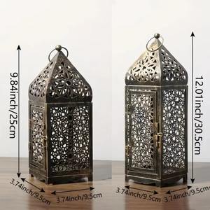Lanterne au fini métallique haut de gamme qui procure une sensation luxueuse et qui sublime les décorations traditionnelles et modernes du Ramadan. - Product Image 2