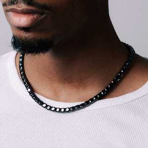 Chaîne tennis en or noir 14 carats avec moissanite noire, bracelets et joncs élégants de toutes tailles - Product Image 1