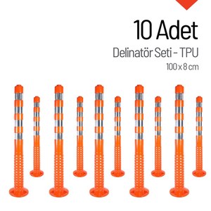 Delinator 100 x 8 cm Barrière de circulation flexible 10 pièces Borne de signalisation en TPU - Product Image 1