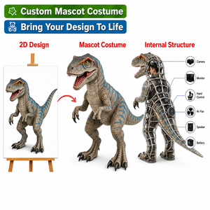 Costume de mascotte de <span class=keywords><strong>dinosaure</strong></span> réaliste en EVA OEM ODM, costume de Velociraptor personnalisé pour adultes, parcs à thème et événements - Product Image 2