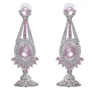 Kriaa Kundan Pendientes colgantes finos Piedra austriaca Plateado Modelo 1301229 - Product Image 1