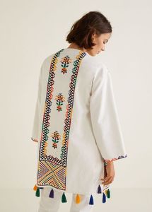Robe d'été lin coton blanc Casual Loose sexy col carré manches bouffantes Robe courte en lin élégante pour femmes - Product Image 2