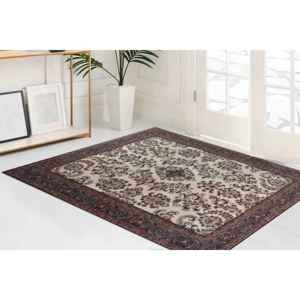 พรมลายดอกไม้สีน้ำตาลผสมผสานผ้าขนสัตว์แบบตุรกีสไตล์อูชัก พร้อมแผ่นรองหลังทำจากยางพารา เป็นมิตรต่อสิ่งแวดล้อม - Product Image 2