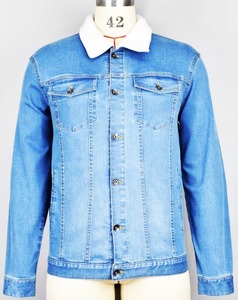 แจ็กเก็ตผ้ายีนส์สำหรับผู้ชายเสื้อแจ็กเก็ตผ้ายีนส์สีฟ้าสดใสทันสมัยทันสมัยสำหรับฤดูใบไม้ผลิ - Product Image 5