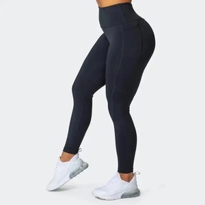 Pantalon de yoga taille haute sans couture personnalisé collants de fitness respirants pour l'entraînement leggings haute visibilité à motif solide - Product Image 4
