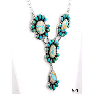Collier artisanal sud-ouest avec serti clos, mélange de turquoise et technologie d'incrustation en argent sterling - Product Image 3