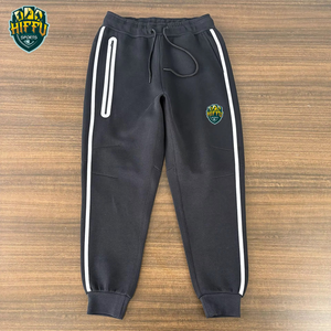 New Arrival Custom Brand Solid 100% Cotton <b>Reflective</b> Hooded Men Tracksuit 2-Piece Set Breathable Quick Dry Fleece Winter - Product Image 5
