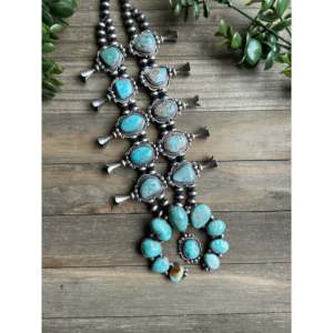 Sheila Becenti Carico Lake Turquoise Sterling Silver Squash Blossom Naja Necklace <b>Set</b> - Product Image 4