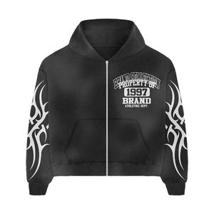 Sudadera con Capucha para Hombre de Alta Calidad, Estilo Vintage Lavado, Diseño Personalizado, Efecto Desgastado por el Sol, Algodón/Poliéster, Ropa Urbana para Invierno, Bordada, Venta al Por Mayor - Product Image 3