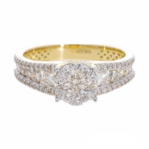 แหวนเพชรหลายแถวชุบโรเดียมสีทอง14K สุดหรูสำหรับเจ้าสาวแหวนเพชรธรรมชาติสำหรับหมั้น - Product Image 1
