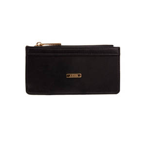 Porte-cartes de visite en cuir noir avec fermeture éclair KRTVZT30021 - Product Image 1