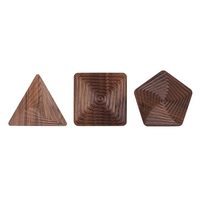 Sous-verres classiques en bois de noyer noir 3 pièces Nouveau design géométrique Écologique Logo personnalisé Diamètre Ensembles de sous-verres Maison Restaurant