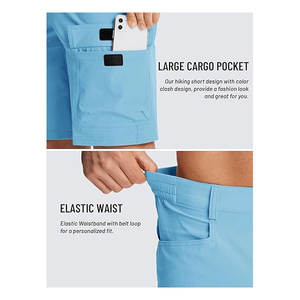 Personnalisé élégant lin/coton solide multicolore longueur au genou 6 poches imperméable séchage rapide Cargo randonnée Shorts hommes été rue - Product Image 4