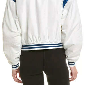 Chaqueta Universitaria Corta de Alta Calidad para Mujer / Chaqueta Universitaria Corta con Diseño de Rayas Personalizado para Mujer en Venta - Product Image 1