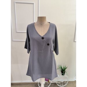 เสื้อเบลาส์คอวีแขนสั้นผู้หญิง รุ่น 34805 - สีเทา - Product Image 4