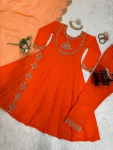 ผ้าจอร์เจียเจ็ตเทียมสำหรับนักออกแบบล่าสุดชุดงานพิมพ์ลาย anrkali kurti - Product Image 2