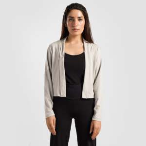 Autumn Yoga Cardigan in Silver Grey with Print Pattern and Button Decoration - Product Image 1