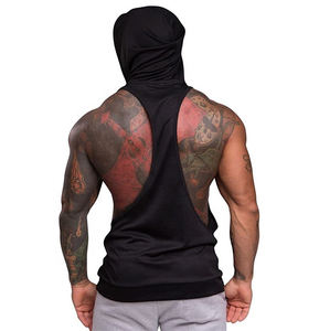 Haut sans manches à capuche uni coupe droite pour homme, idéal pour la musculation, la gym et la course à pied, 100 % coton, pull-over pour l'hiver - Product Image 6