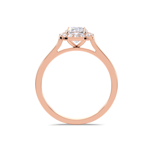 Anillo de compromiso con diamante halo de corte cojín de 1.16 quilates, oro amarillo, blanco y rosa de 9 quilates, anillo nupcial clásico - Product Image 4