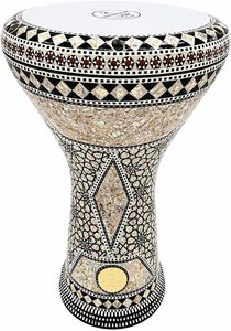 Gawharet El Fan - Darbuka Egipcia Profesional de 17.5 Pulgadas con Diseño Geométrico y Perlas - Product Image 3