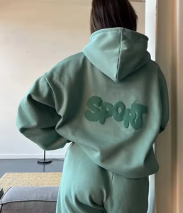 Logotipo personalizado 3D Puff impresión gráfica sudaderas con capucha mujer Streetwear alta calidad hombro caído gran tamaño pulóver Sudadera Mujer - Product Image 6