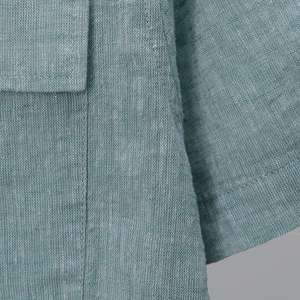 เสื้อเชิ้ตแขนสั้นผู้ชายสีเขียวพาสเทลลำลอง ผ้าลินินผสมฝ้าย แห้งเร็ว สำหรับฤดูร้อน ขายส่งจาก TAD Sourcing - Product Image 3