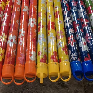 Eucalyptus broomsticks hard wood broom handles mop handles with colorful PVC cover and colored head
