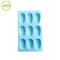 Moule à madeleines en silicone à 9 cavités, 29,5x17,3 cm, rose/bleu, durable, sans danger pour les aliments