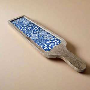 จานไม้มะม่วงทรงกลมดีไซน์ทันสมัยจานพลาสติกสำหรับเสิร์ฟของตกแต่งบ้านที่ชาร์จจานผลไม้ปลอดภัยสำหรับใส่จานอาหาร - Product Image 3