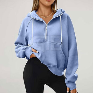 Nouveaux vêtements à la mode grande taille demi-fermeture éclair sweats à capuche coton style décontracté demi-fermeture éclair - Product Image 5