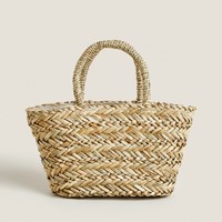 Sac en paille tressé avec logo, best-seller, sacs en herbe marine naturelle, sac à main durable en herbe marine