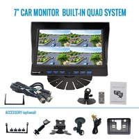Kit DVR mobile étanche AHD 1080P 7 pouces | Moniteur à 4 canaux avec affichage quadruple | Stockage SD Max 256G | Système de caméra de recul pour camion robuste IP69K