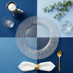 Piatti di Presentazione in Vetro Trasparente da 13 Pollici all'Ingrosso, <span class=keywords><strong>Eleganti</strong></span> <span class=keywords><strong>Sottopiatti</strong></span> Rotondi Decorativi per Matrimoni e Noleggio per Eventi - Product Image 1