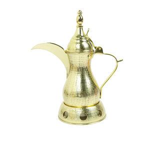 Arabic Gold Round <b>Tray</b> and Dallah Set-Stainless Steel Eco-Friendly Traditional Tea Service - Product Image 6