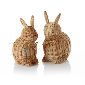 Best selling natural handmade rattan mini rabbit accent objects for Easter holiday or home decoration best wholesaler price