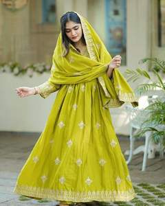 Летняя одежда длинного размера Anarkali Kurti с брюки и Dupatta для женщин Купить по лучшей цене уникальный дизайн изделия ручной работы - Product Image 5
