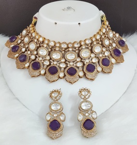 Ensemble de collier Rani Haar en pierre Polki et Doublet en laiton pour femmes, parfait pour les mariages, les tenues de soirée, bijoux de luxe de qualité supérieure - Product Image 5