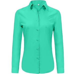 Wholesale Custom Women's Vintage Formal <b>Office</b> Dress <b>Shirts</b> with Hole and Button Breathable 100% Cotton Long Sleeve - Product Image 1